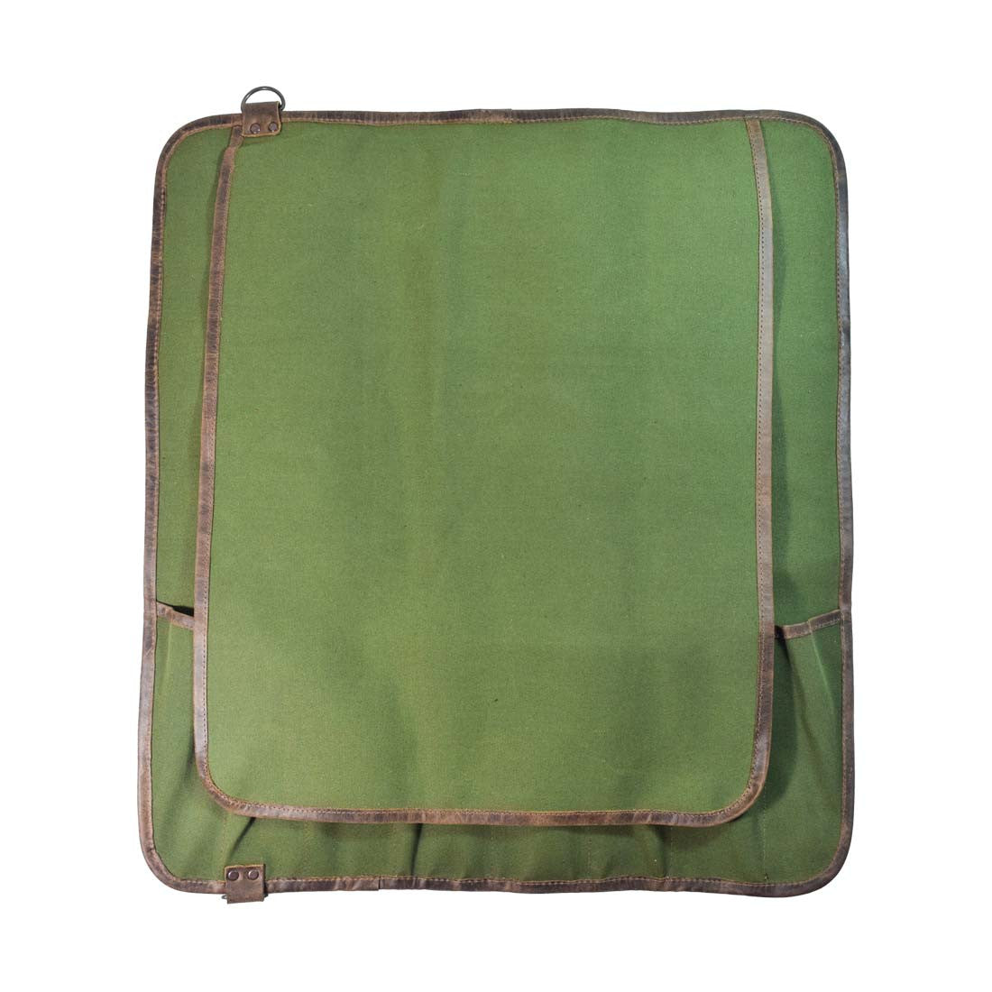 Unrolled Hide & Drink Knife Roll With Water Resistant Lining (8 Pockets) showing a spacious interior. This Chef's Knife Roll Bag (8 Pockets) is your go-to portable knife organizer, perfect for travel and cooking accessories.