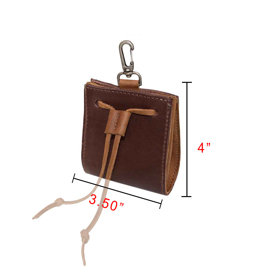 Dimensions of the Hide & Drink Old Fashion Coin Case shown, emphasizing its compact yet functional design. This full grain leather wallet is not only practical but also an elegant piece of classic vintage style. Old Fashion Coin Case Wallet Cash Bag Pouch Classic Vintage Accessories, Full Grain Leather, StockyardX, Small Batch Production, Hand Cut, Hand Sewn, Fire Branded, Artisan, Handmade in La Antigua Guatemala & Oaxaca Mexico.