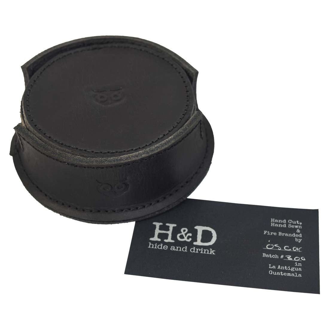 Thick Leather Owl Coasters with Stitching (6-Pack) - Stockyard X 'The Leather Store'