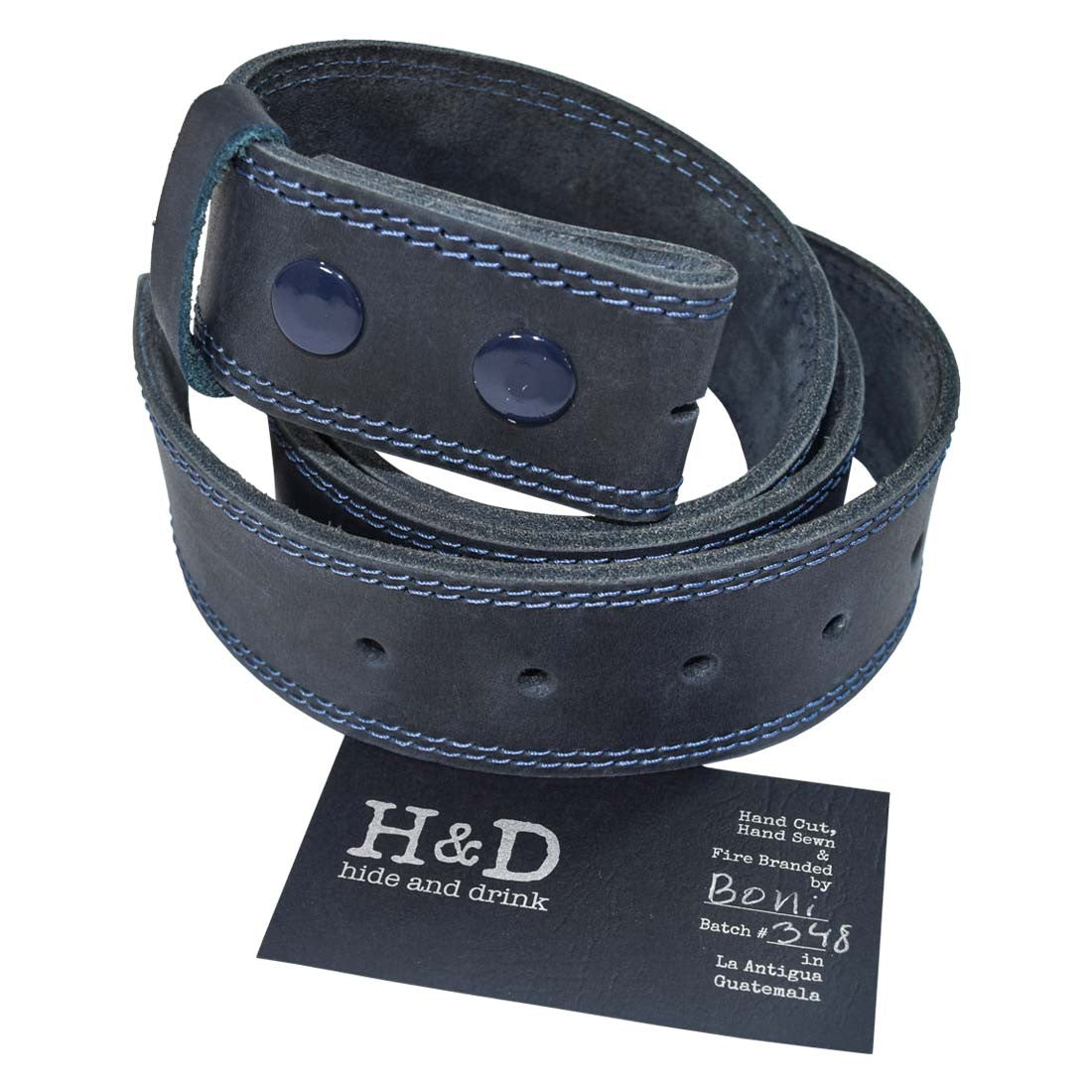 Men's Double Stitched Thick Leather Snap On Belt - Stockyard X 'The Leather Store'