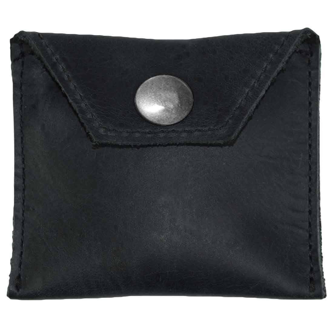 Hide & Drink Tampon Case displaying its secure design for discreet intimate item storage. Handcrafted in small batches, this leather pouch represents artisan techniques from La Antigua Guatemala.